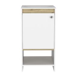 Móveis de casa de banho com málaga afundada, com prateleiras branco / duna