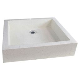 Ondee - lavatório quadrado timbre creme - 60cm - terrazzo - sem transbordo