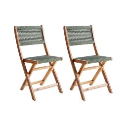 Conjunto de 2 cadeiras de jardim prossedi dobrável madeira de acácia verde