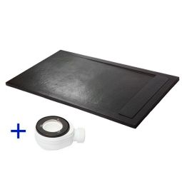 Base de duche de resina 160x80 premium ambiente preto ral 9005 80x160