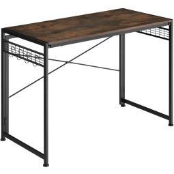 Escritorio estilo industrial dobrável 102x51x77cm madeira oscura