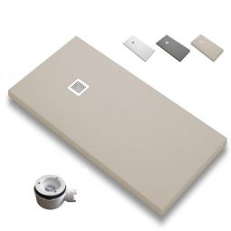 Plato de Ducha RESINA Dacota | CREME  【80x100】 quadro| Válvula | 100x80
