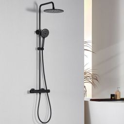 Coluna de chuveiro termostática - auralum max - aço inoxidável preto - chuv