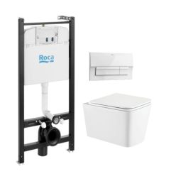 Roca active  e botão branco bril. New e sanita suspensa trend 49cm de kp