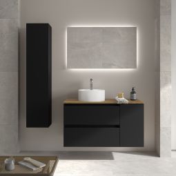 Móvel bequia 90cm + coquete 1 porta lateral reversível+ pia | preto