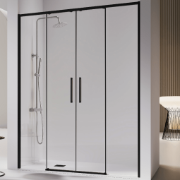 Mampara con dos puertas correderas delta 2 negro  146-147 cm