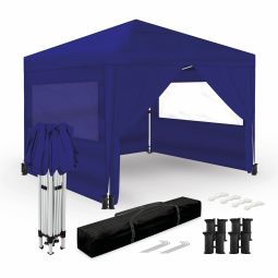 Tenda dobrável 3x3m – 4 paredes laterais – azul – jardim exterior
