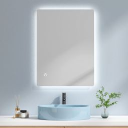 Emke espelho de casa de banho LED 80x60cm, luz fria 6500k, toque, ip44