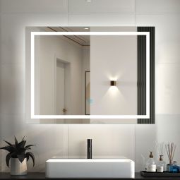 Espelho de casa de banho aica LED 80×60cm, luminosidade regulável
