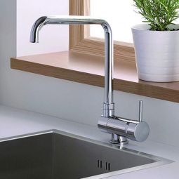 Kibath torneira cozinha dobrável alavanca única dobrável latão cromado
