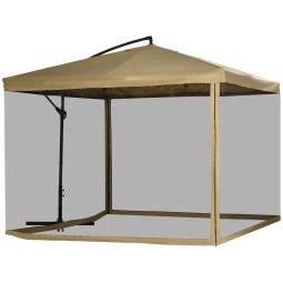 Chapéu de sol excêntrico 295x295x260 cm aço, poliéster e malha color beige