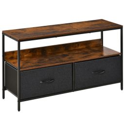 Móvel de tv 98x29x56cm linho, metal e mdf color marrón Homcom