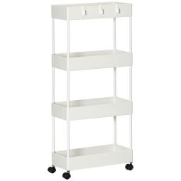 Carrinho auxiliar 40x19x90 cm aço e abs color blanco Homcom, casa - cozinha