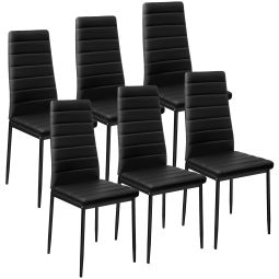 Tectake conjunto 6 cadeiras jantar, pele sintética, design moderno