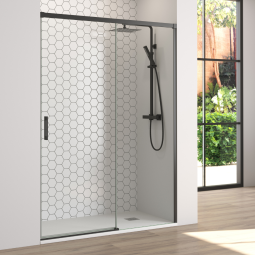 Ecrã de duche deslizante frontal 170 cm (adaptável 164-169cm) preto mate