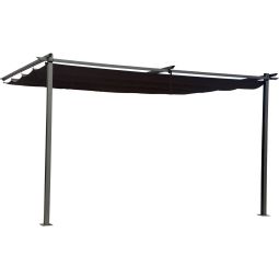 Pérgola de parede em metal com cobertura retrátil – 3 × 4 m – cinzento