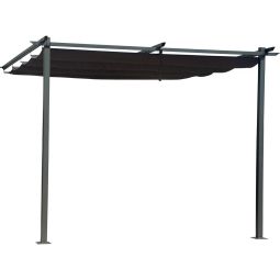 Pérgula inclinada com teto retrátil - 3 x 3 m - cinza antracite