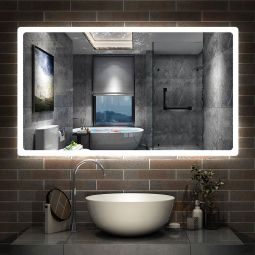 Espelho de casa de banho LED 120×70cm + bluetooth + anti-embaciamento