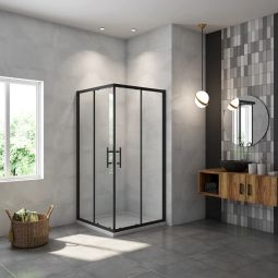 Cabine de duche quadrada correr,preto mate,(880-900)x(880-900)x1900mm