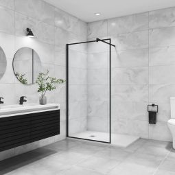 Painel de duche fixo borda serigráfica preta,barra 140cm,(138-140)x200cm