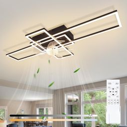 Nettlife ventilador de teto com luz LED integrado preto 42x94