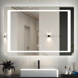 Espelho de casa de banho LED 100×60cm + anti-embaciamento
