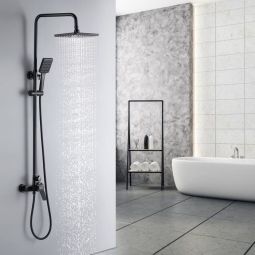 Coluna de chuveiro auralum black 2 funções conjunto de chuveiro de latão co