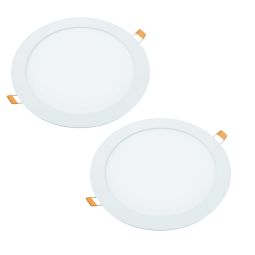2x LED downlight 18w redondo, plano embutido branco, luz branca 3000k