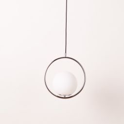Luminária pendente de teto nórdica, alumínio cromado, cúpula esférica