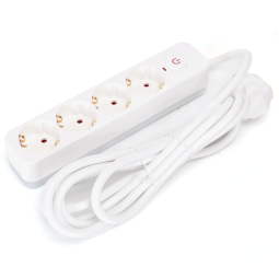 Aigostar régua 4 tomadas, extensão 3m com interruptor, branco