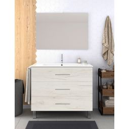 Móvel de banho ribera com lavatório y espelho nordic branco 60x35cm