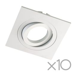 Pack 10 foco embutido regulável classic quadrado branco wonderlamp 1xgu10