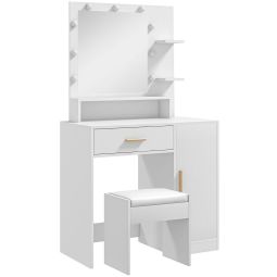 Toucador de maquilhagem 80x40x140 cm color blanco Homcom, casa - quarto
