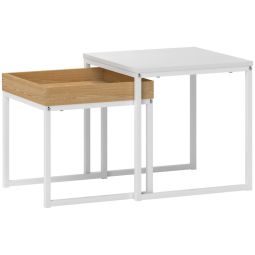Conjunto de 2 mesas auxiliare 45x45x45 cm mdf e aço color blanco Homcom