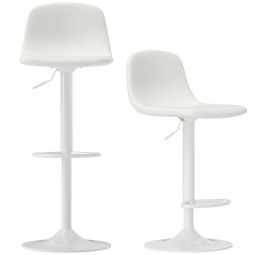 Conjunto de bancos alto 40,5x44x84-104 cm couro pu e aço color blanco