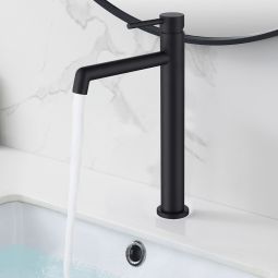 Kibath torneira lavatório alta de monocomando oso, acabamento preto, latão
