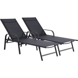 Conjunto de 2 espreguiçadeiras metálicas "farniente" - preto