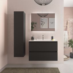 Móvel de banheiro bequia 80 cm preto| lavatório em porcelana
