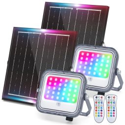 Aigostar focos LED exterior solares rgbw 50w rgb+6500k, 2 unid.