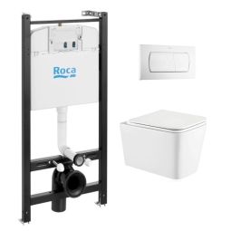 Pack cisterna roca active e botão branco brilhante com sanita trend da kp