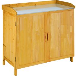 Armário de jardín e tablero de mesa madeira de pino 98x48x95 cm castanho