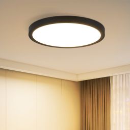 Nettlife LED luz de teto plana lâmpada preta 15w redonda lâmpada do