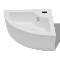 vidaXL lavatório com transbordamento branco 45x32x12,5 cm