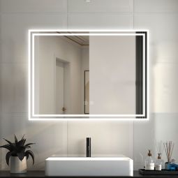 Espelho de casa de banho LED 80×60cm＋bluetooth＋anti-embaciamento
