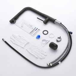 Torneira de cozinha preta com spray extraível - aço inoxidável - rotativa 3