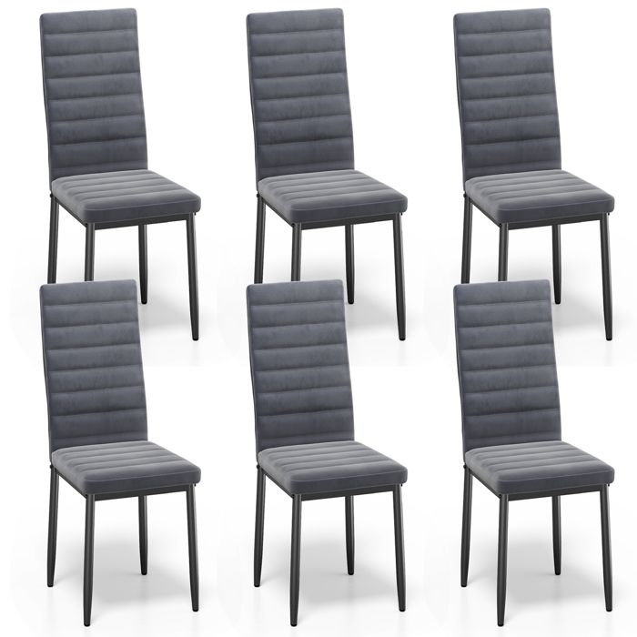 Cadeira de veludo cinza-escuro - conjunto de 6 - a 96 cm