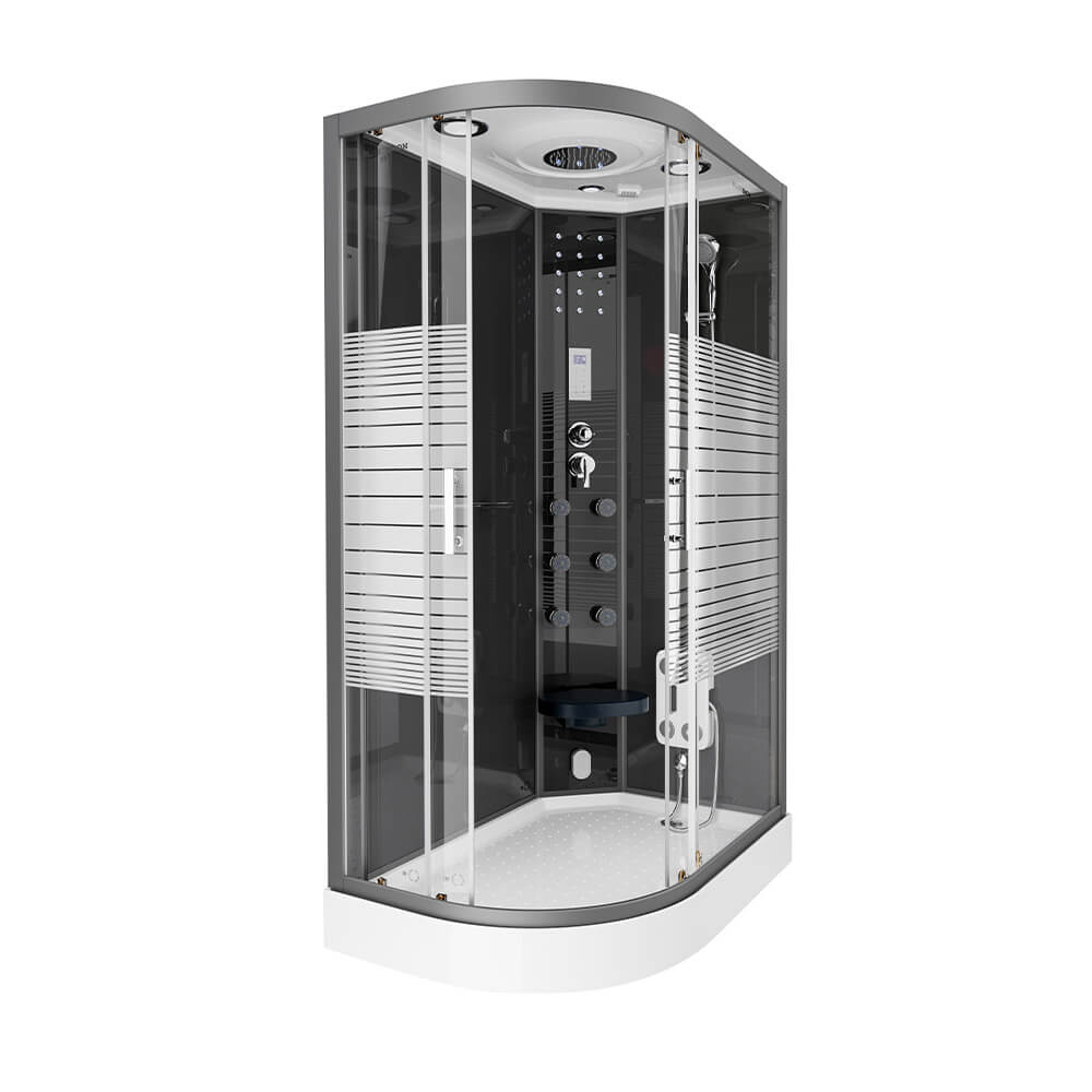 Ducha de vapor perla negra con cascada 120 x 80 cm – izquierda