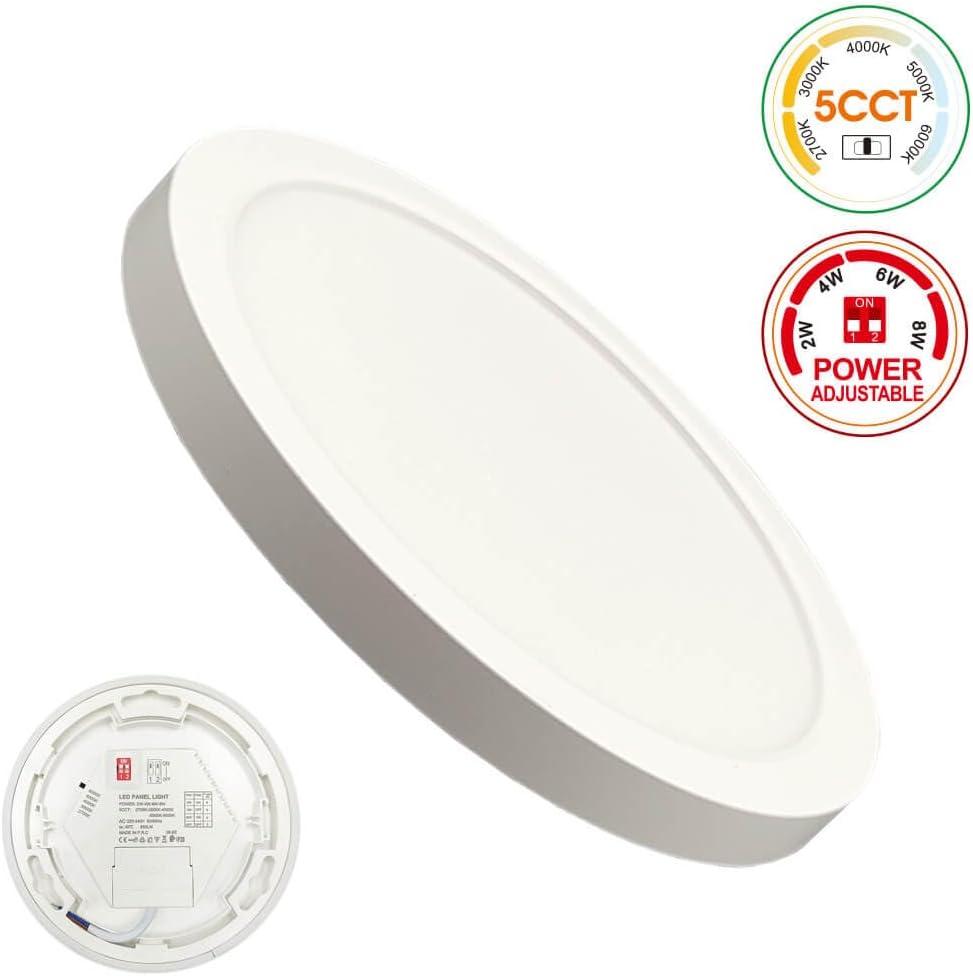 Plafond circular LED branca 125mm, 8w, 960lm, cct 2700k a 6000k