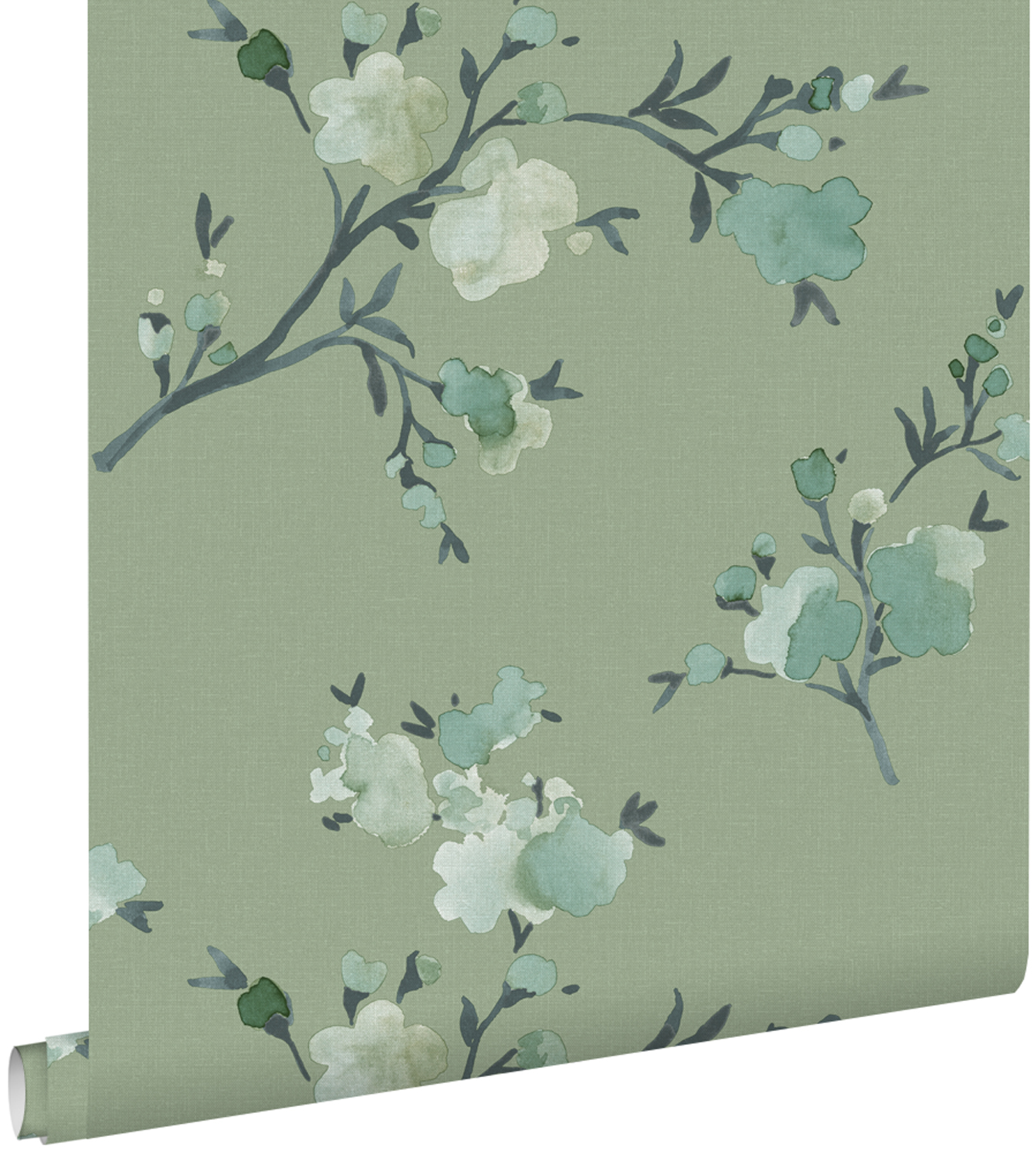 Estahome papel de parede flores de cerejeira verde 53 cm x 10.05 m