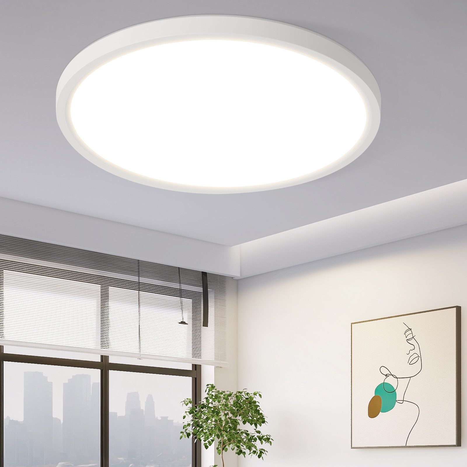 Nettlife LED plafon plana 30cm 24w redondo branco plafon para cozinha não